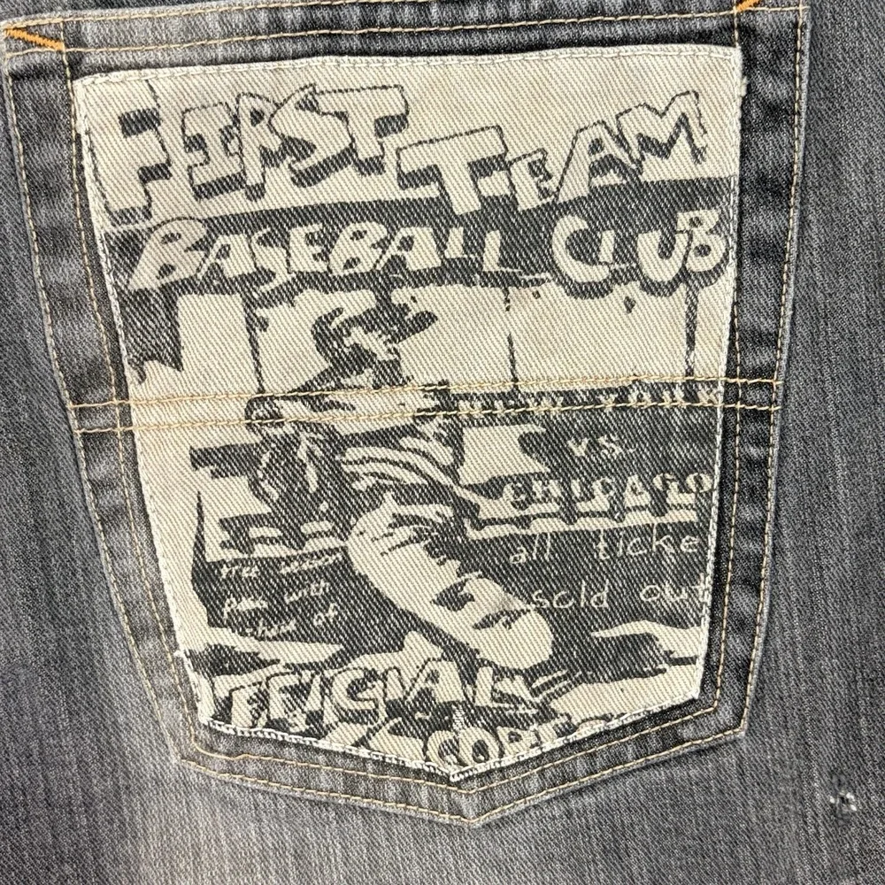 Raw‎ Blue First Team Baggy Jeans 38x34 Blue Vintage Y2K Hip Hop Denim